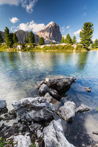 Scenic view of lake against sky