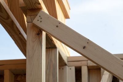 Low angle view of roof of building against sky