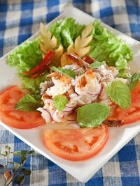 Close-up of salad in plate on table