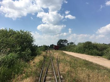 Railroad tracks against sky