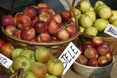 Fruits in basket for sale in market