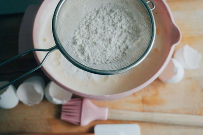 High angle view of batter on table