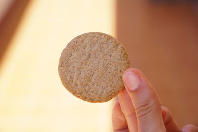 Close-up of hand holding ice cream