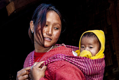 Portrait of mother and son