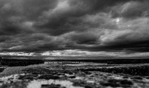 Scenic view of sea against cloudy sky