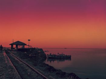 Scenic view of sea at sunset