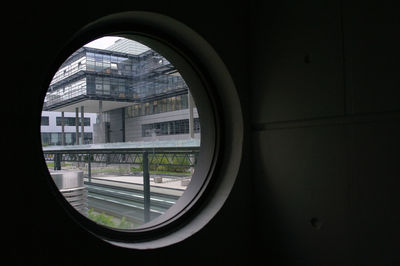 Reflection of buildings on glass window