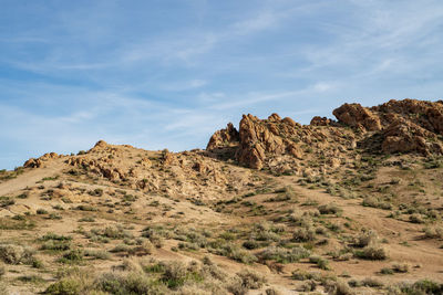 Rock formations on landscape against sky