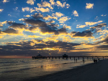 Scenic view of beach against sky during sunset