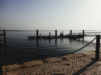 Scenic view of sea against clear sky