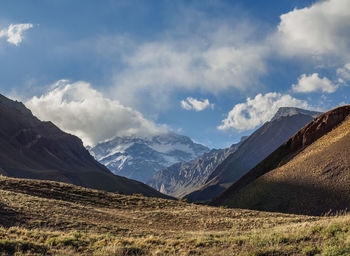 Scenic view of mountains against sky