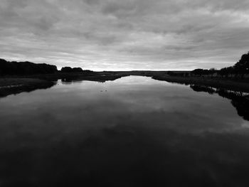 Reflection of clouds in calm lake