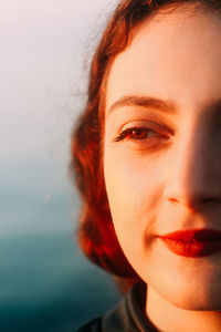 Close-up portrait of a beautiful young woman