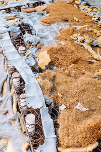 Closeup image of old rusty spring mattress