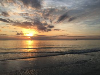 Scenic view of sea against sky during sunset