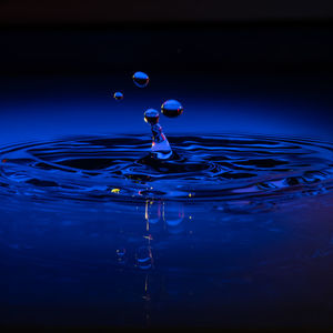 Close-up of drop falling on water surface