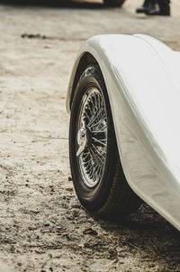 Close-up of vintage car on street