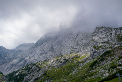 Scenic view of volcanic mountain against sky