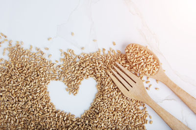 High angle view of heart shape on table