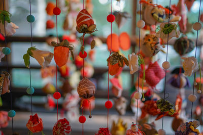 Close-up of decorations hanging
