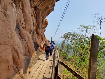 Rear view of man on rock