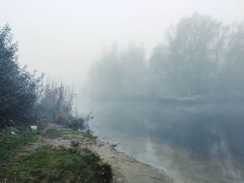 Scenic view of lake against sky