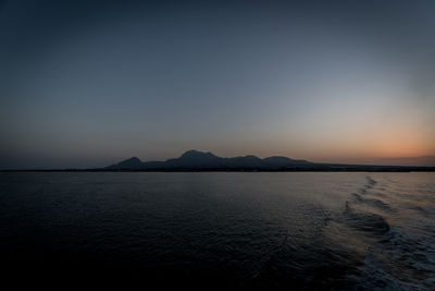 Scenic view of sea against clear sky