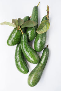 High angle view of vegetables on white background