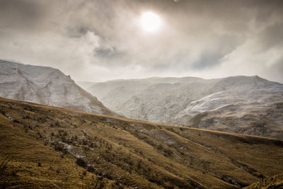 Scenic view of mountains against sky