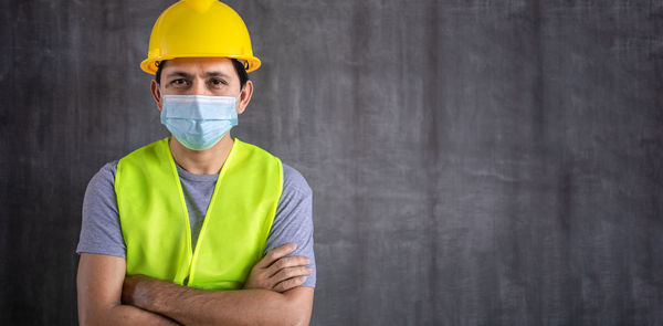 Portrait of man working in concrete