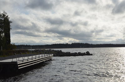 View of calm sea against cloudy sky