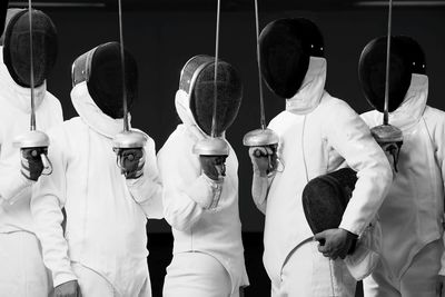 Portrait of fencing team