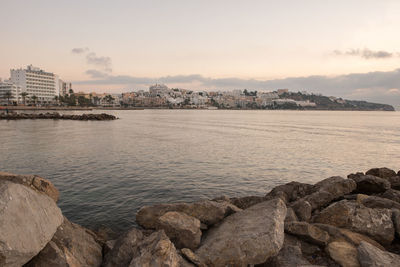 Scenic view of sea against sky during sunset