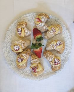 High angle view of dessert in plate