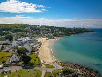High angle view of beach against sky
