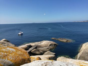 Scenic view of sea against clear sky