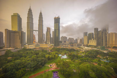 View of skyscrapers in city