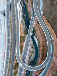 High angle view of cars on highway in city