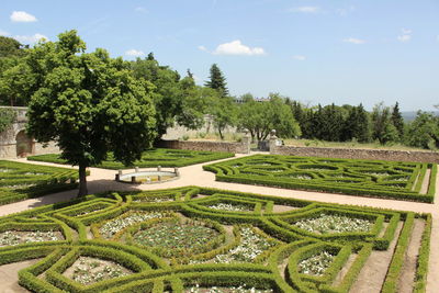 Scenic view of green landscape against sky