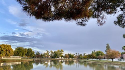 Scenic view of lake against sky