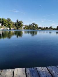 Scenic view of lake against sky