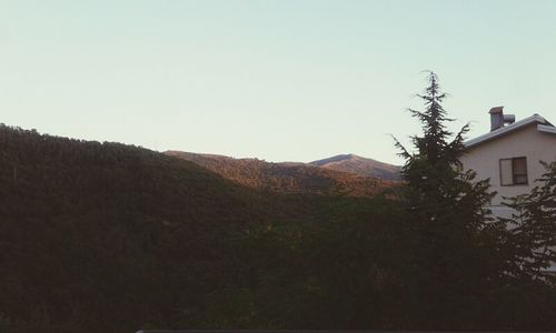 Scenic view of mountains against clear sky