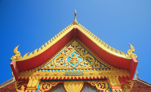 Low angle view of temple against building