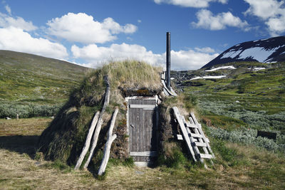 Dugout in mountains