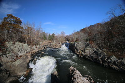 River flowing amidst trees against sky
