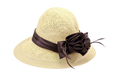Close-up of hat against white background