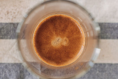 High angle view of coffee on table