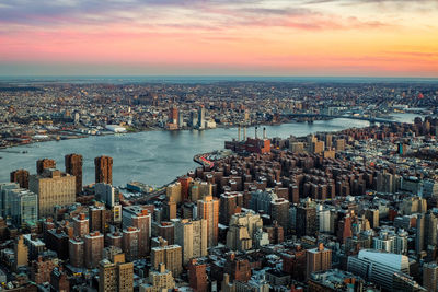 Aerial view of city at waterfront