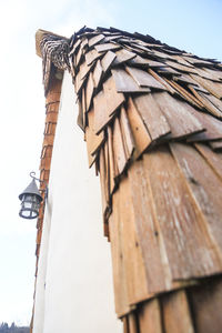Low angle view of roof against sky