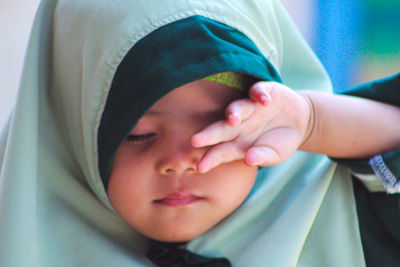 Close-up portrait of cute baby